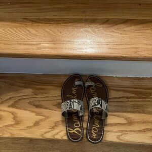 Sam Edelman Beige and Black Snakeskin Sandals